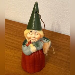 1979 Unieboek Shelf Sitter Gnome Blond Woman Ornament 3”